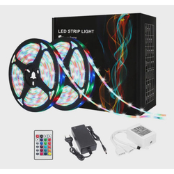Menor preço em 10 Metros Fita Led 3528 Rgb Rolo 600led Ip65 Com Controle Remoto e Fonte Bivolt