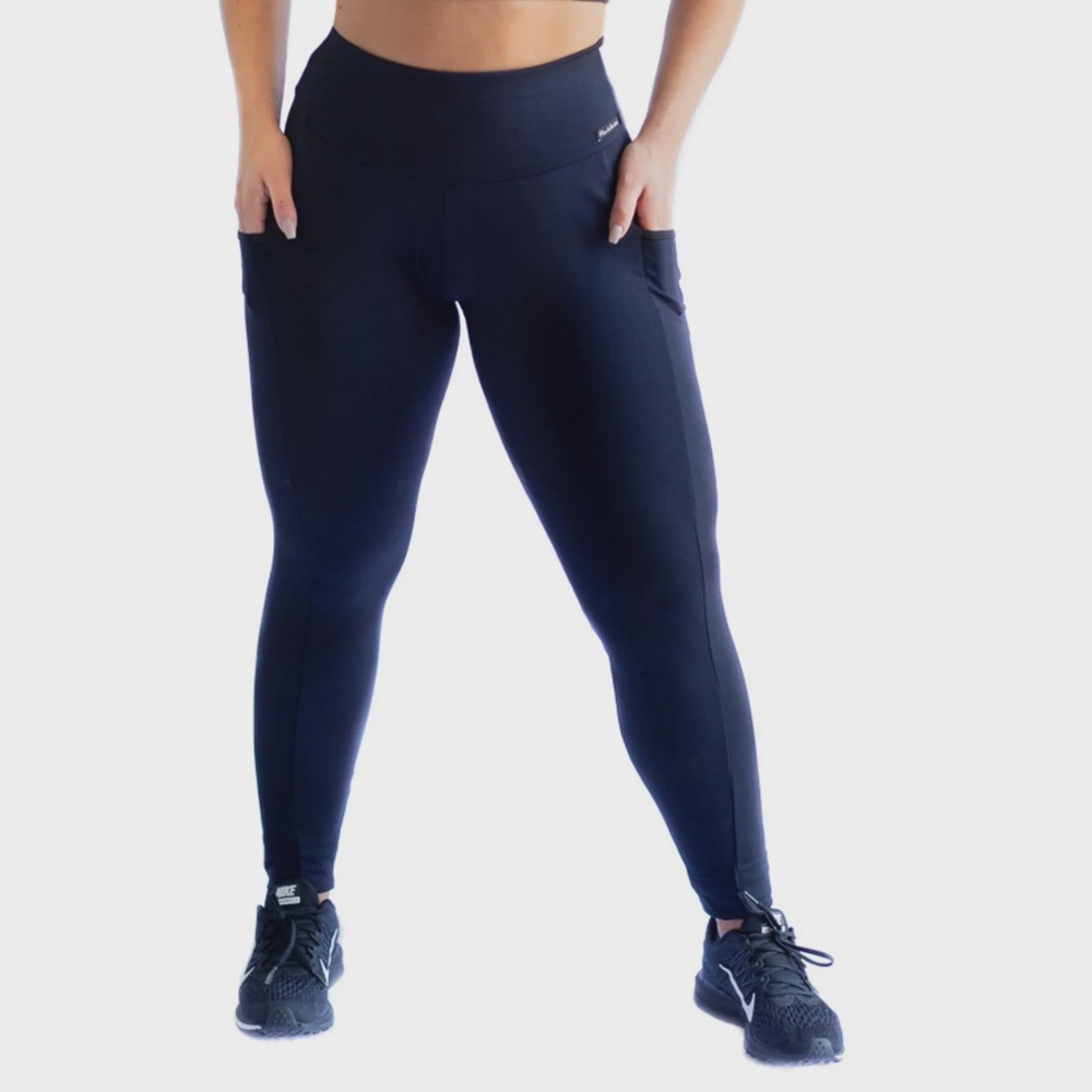 Calça Legging Poliamida com Bolso Lateral Preta