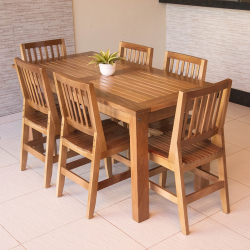 Conjunto Mesa Ripada 1,60m Com 6 Cadeiras Confort Em Madeira De Lei Maciça Menor preço em Conjunto Mesa Ripada 1,60m Com 6 Cadeiras Confort Em Madeira De Lei Maciça