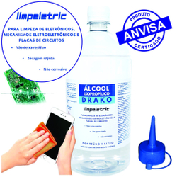 Álcool Isopropílico Puro 99,8% 1Lt com bico dosador Limpeza de eletrônico, placas e circuitos Menor preço em Álcool Isopropílico Puro 99,8% 1Lt com bico dosador Limpeza de eletrônico, placas e circuitos