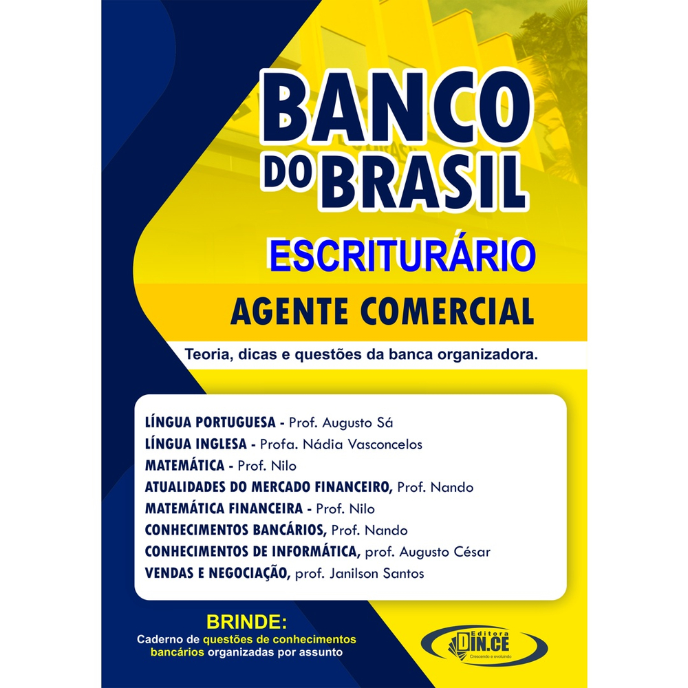 . Apostila Bb Banco Do Brasil - Escriturário (agente Comercial) 2021 ...