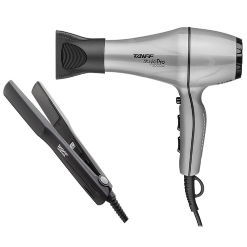 Kit taiff - secador cabelo profissional style pro 2000W prata 220V + prancha ceramic 180ºC bv