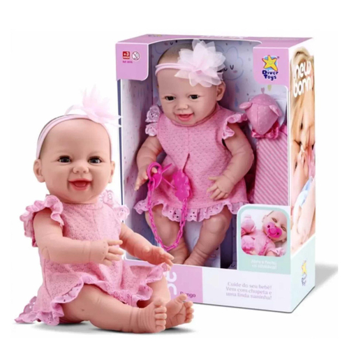 Bebê Reborn Recém-Nascido 3D-49 Cm Olhos Abertos no Shoptime