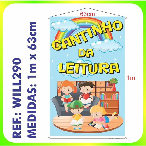 Cantinho Da Leitura Educativo Escolar Painel Lona No Shoptime