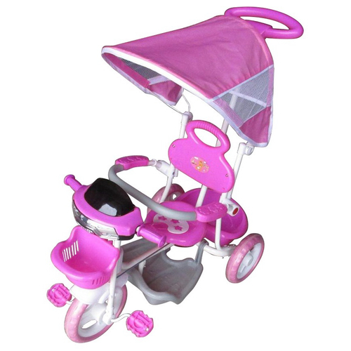 Triciclo Infantil Moto Uno Rosa C/ Empurrador Ou Pedal