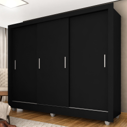 Guarda Roupa Casal Amanda 3 Portas 2 Gavetas Preto Fosco - M. Arapongas Menor preço em Guarda Roupa Casal Amanda 3 Portas 2 Gavetas Preto Fosco - M. Arapongas