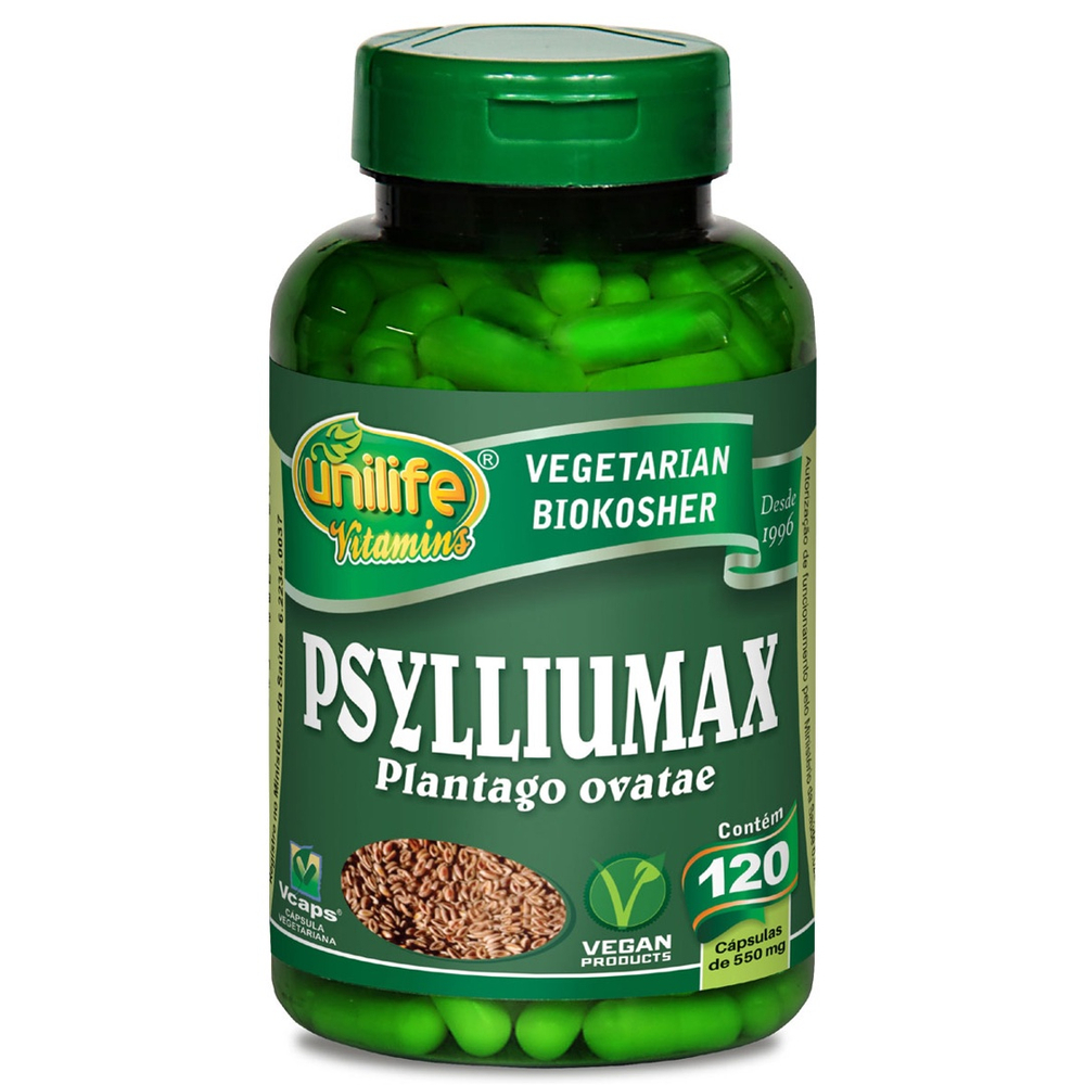 Psylliumax Psyllium 60 Capsulas 550mg - Unilife | Submarino