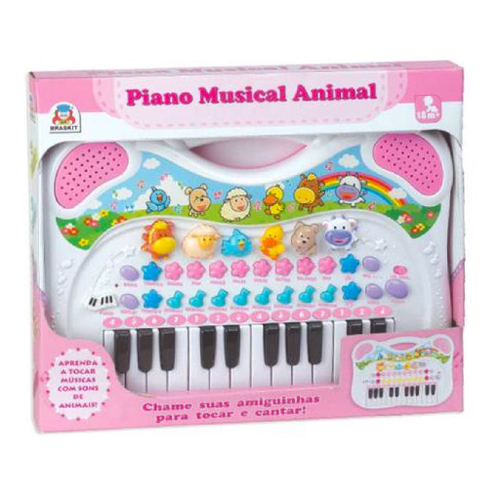 Piano teclado infantil bebe bichos musical moranguinho king toys