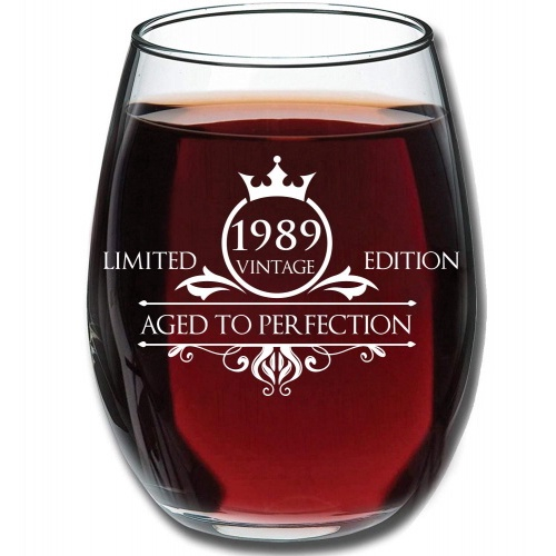 1989 Limited Edition 1989 Birthday Gifts For Women And Men Wine Glass Funny Vintage Anniversary Gift Ideas For Mom Dad Husband Or Wife 440ml Glasses For Red Or White
