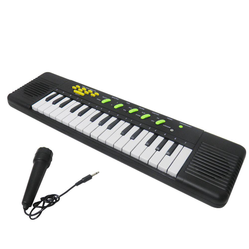 Teclado Som E Luz Piano Infantil Com Microfone E Banquinho