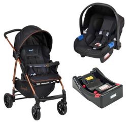 Carrinho De Bebê Ecco Preto/cobre + Bebê Conforto Touring X + Base - Burigotto Menor preço em Carrinho De Bebê Ecco Preto/cobre + Bebê Conforto Touring X + Base - Burigotto