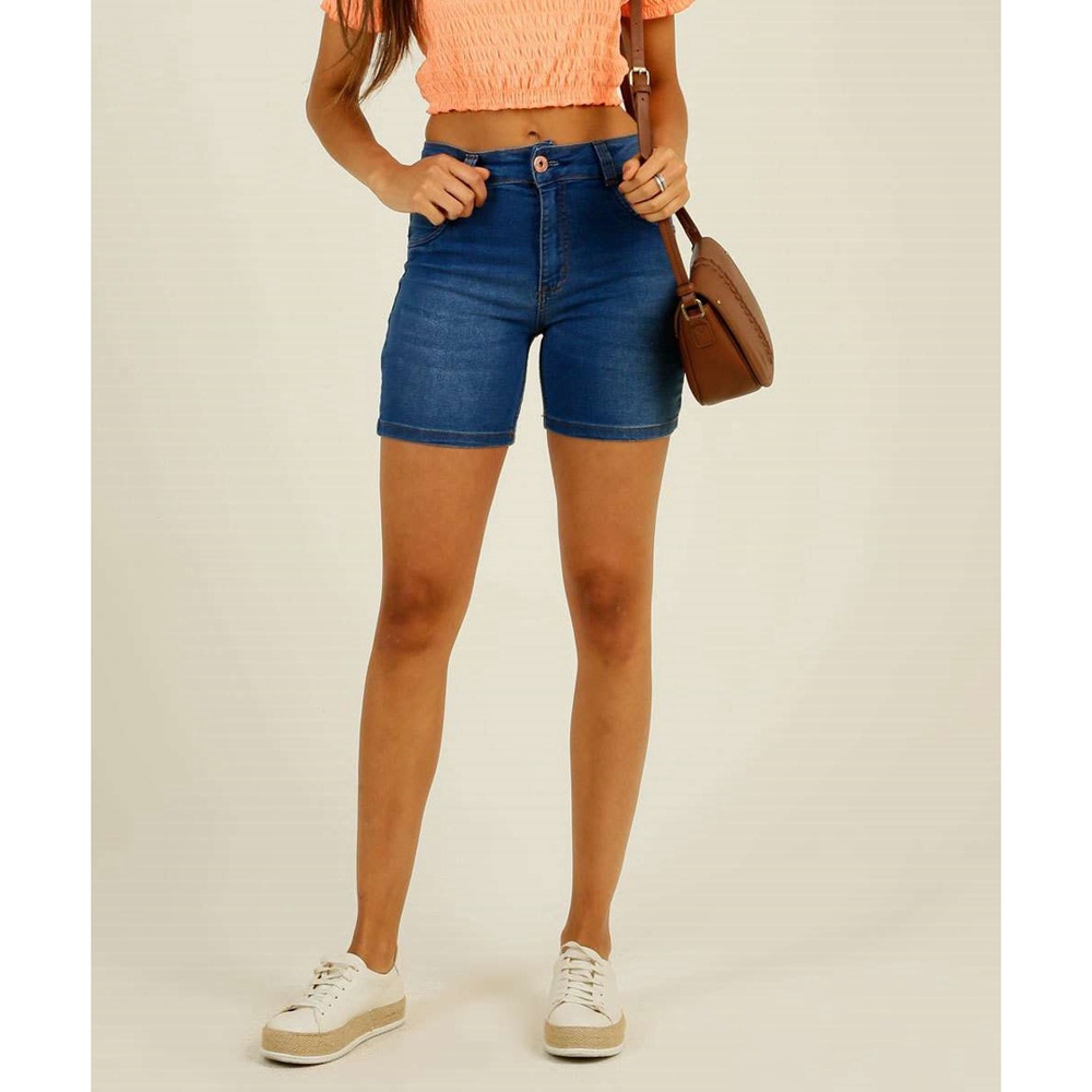 Bermuda jeans feminina stretch discount