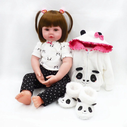 KEIUMI Conjunto Roupinha Roupa Acessório De Para Boneca Bebê Reborn Menina  48cm Panda Pandinha Calça Body