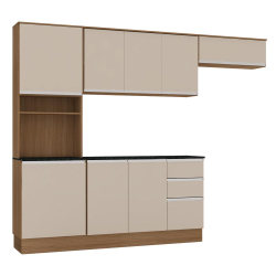 Armário de Cozinha Completa Paris 8 Portas 3 Gavetas Carvalho / Off White Menor preço em Armário de Cozinha Completa Paris 8 Portas 3 Gavetas Carvalho / Off White
