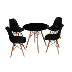 Kit Mesa Jantar Eames Eiffel 120cm + 4 Cadeiras Eames Eiffel - Preta Menor preço em Kit Mesa Jantar Eames Eiffel 120cm + 4 Cadeiras Eames Eiffel - Preta