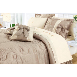 Kit Cobre Leito Amore Casal Queen 7 peças Cáqui Menor preço em Kit Cobre Leito Amore Casal Queen 7 peças Cáqui