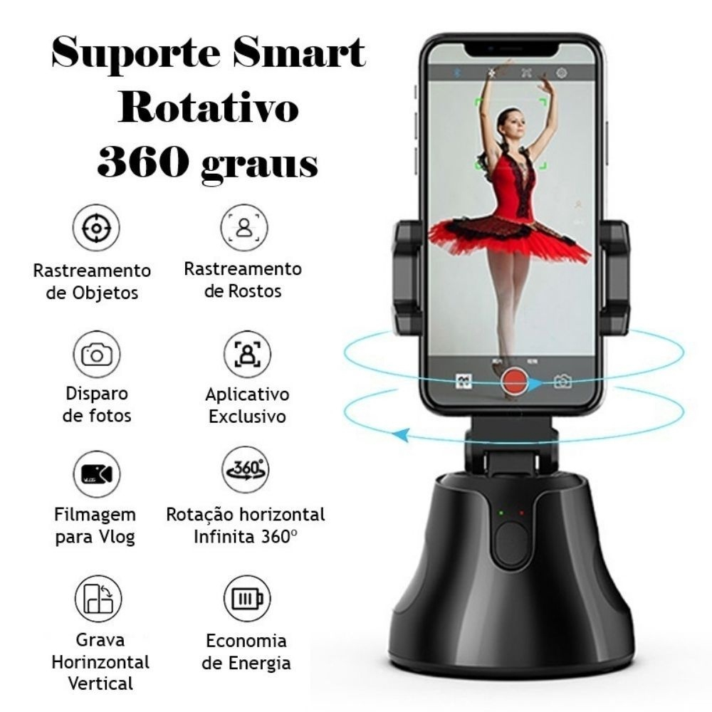 Suporte De Celular Automatico Inteligente com rotação 360° Robô