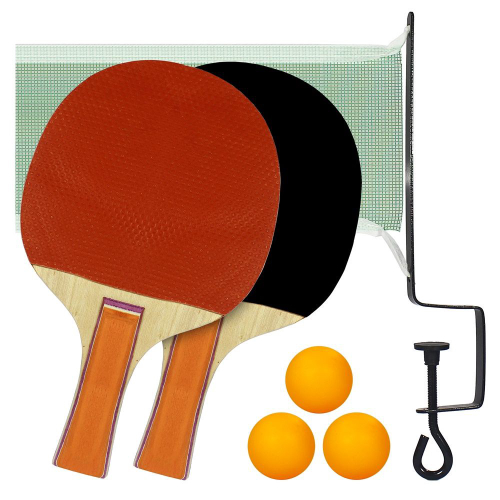 KIT RAQUETE TENIS DE MESA PING PONG COM 3 BOLAS REDE E SUPORTE CONJUNTO  COMPLETO INFANTIL E ADULTO