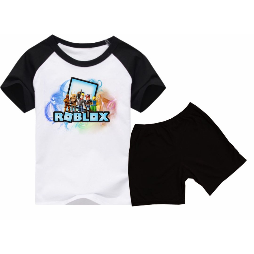 ROBLOX-Camiseta infantil de manga curta, roupa de algodão