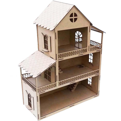 Casinha de Bonecas Infantil em Madeira MDF Casa de Brinquedo 2