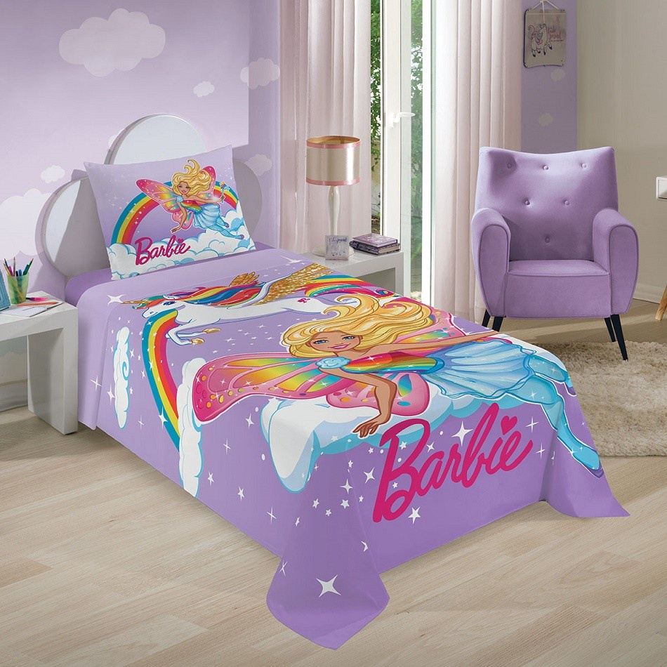 Jogo de Cama Infantil Barbie Reinos Mágicos Lepper