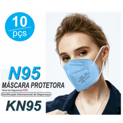 Kit 10 ( N95 ) Máscara de Proteção Azul Kn95 - Pff2 Menor preço em Kit 10 ( N95 ) Máscara de Proteção Azul Kn95 - Pff2