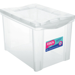 Caixa Plástica Multiuso Médio Alto Cristal 30L Organizador Menor preço em Caixa Plástica Multiuso Médio Alto Cristal 30L Organizador
