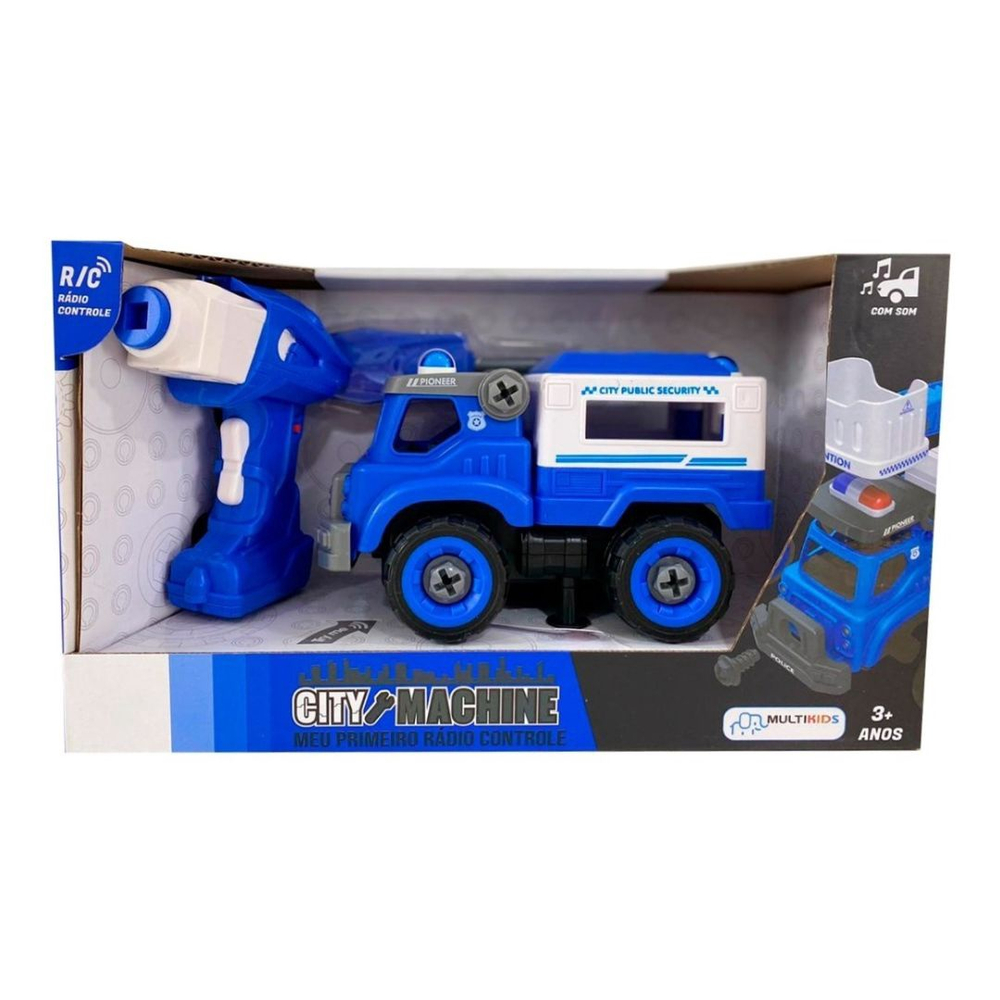 Brinquedo Infantil Caminhão Policia City Machine Multikids Azul