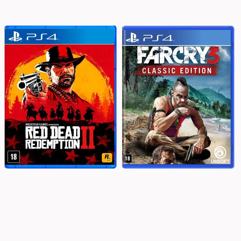 Combo de Jogos PS4 - Red Dead Redemption 2 Far Cry 3 Classic