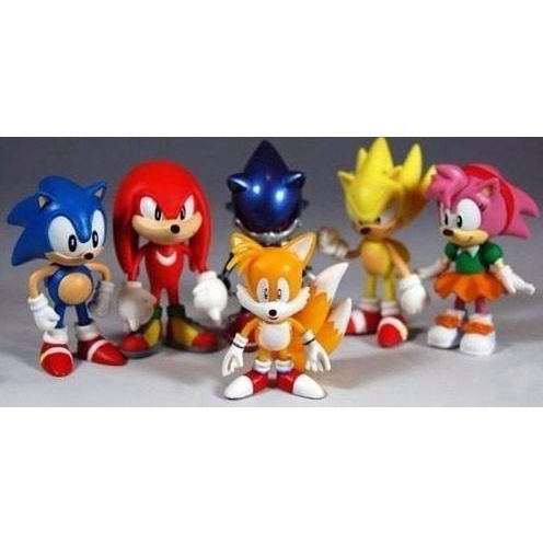 Kit action figure sonic conjunto c 6 bonecos