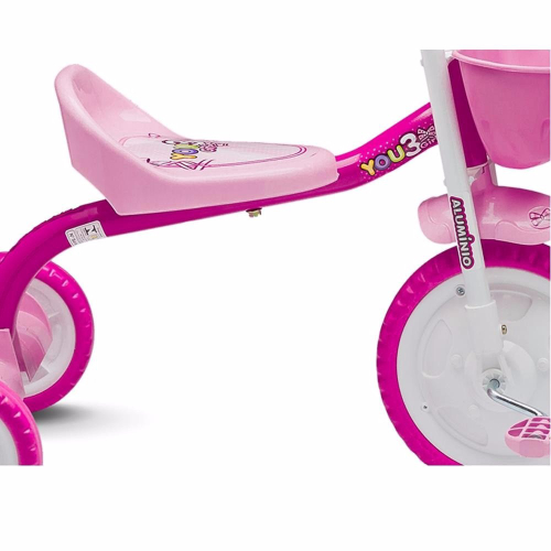 Triciclo Motoca Infantil 3 Rodas Alumínio Até 21kg Rosa You 3 Girl Nathor