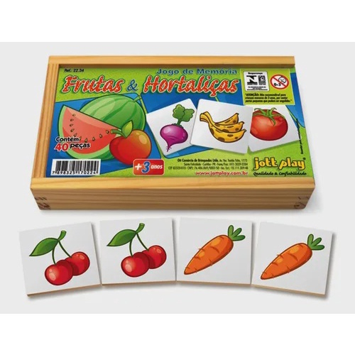 Jogo da Memória Infantil - Frutas - 24 Peças - Xalingo