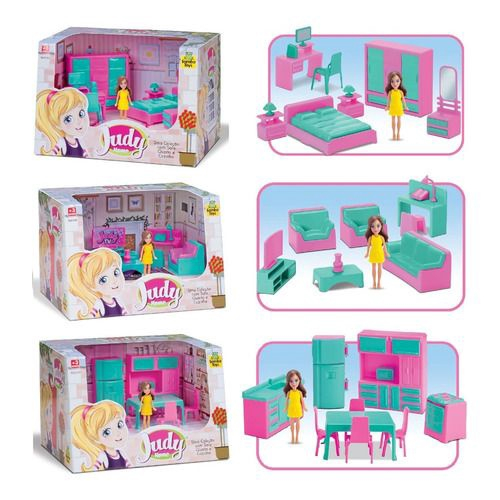 Casinha de Boneca Cozinha Judy 220 Samba Toys - Rosa