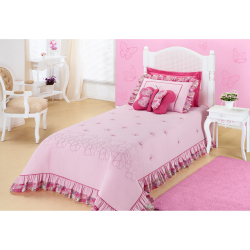 Colcha Cobre Leito para Menina Solteiro 3 Peças Bordado Jardine Menor preço em Colcha Cobre Leito para Menina Solteiro 3 Peças Bordado Jardine