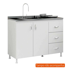 Balcão de Cozinha sem Tampo Souza 2 pt 3 gv Branco Menor preço em Balcão de Cozinha sem Tampo Souza 2 pt 3 gv Branco