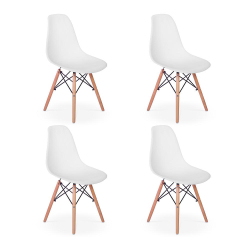 Conjunto 4 Cadeiras Charles Eames Eiffel Wood Base Madeira - Branca Menor preço em Conjunto 4 Cadeiras Charles Eames Eiffel Wood Base Madeira - Branca