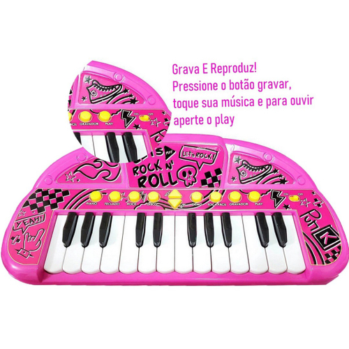 Teclado Infantil Rosa Piano de Brinquedo Vários Sons -Center - My