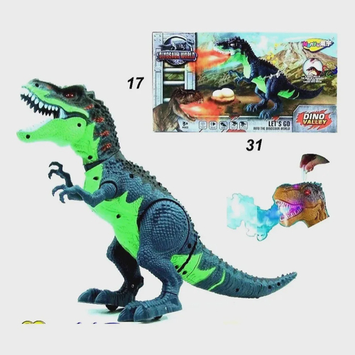 Dinossauro De Brinquedo Solta Fumaça Anda Som Luz Dino Robô laranja