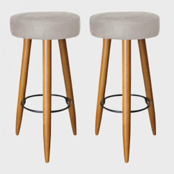 Kit 02 Banqueta Alta Lia Para Cozinha Bar Balcão Bistrô Pé Palito Castanho Suede Bege - Ahazzo Móveis Menor preço em Kit 02 Banqueta Alta Lia Para Cozinha Bar Balcão Bistrô Pé Palito Castanho Suede Bege - Ahazzo Móveis