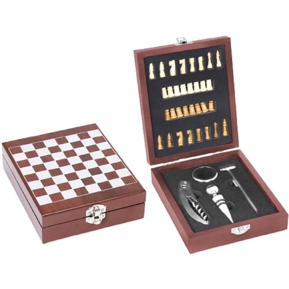 Kit de vinho jogo xadrez com maleta 05 peças. SXQ6603KIT