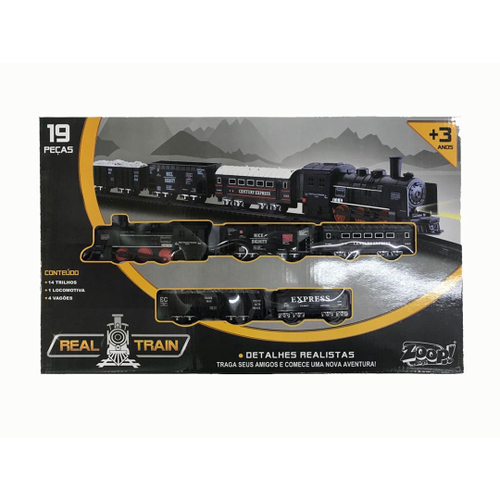 Brinquedo Trem Bala Trenzinho Infantil Locomotiva Ferrorama elétrico a  Pilha 11 Peças no Shoptime