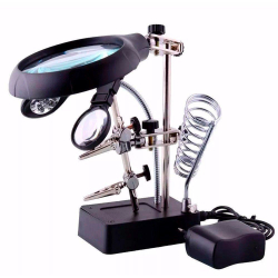Lupa De Mesa com Garras Luz Led Ajustável Suporte Solda c/ Fonte CBR03587 Menor preço em Lupa De Mesa com Garras Luz Led Ajustável Suporte Solda c/ Fonte CBR03587