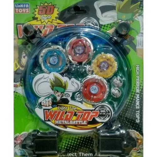 Kit Beyblade Metal 5D Brinquedo 4 Peões Led Toys - Speed Top