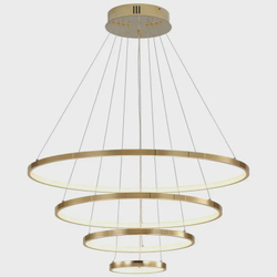 Lustre Pendente 4 Aneis Dourado LED 130W Menor preço em Lustre Pendente 4 Aneis Dourado LED 130W