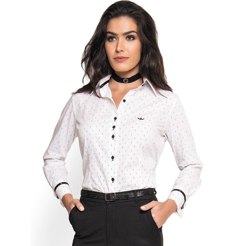 Camisa Social Feminina Principessa Shirlene Branca Submarino 6974