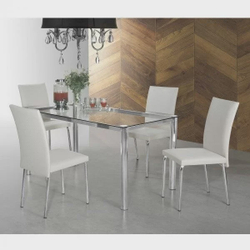 Conjunto Sala de Jantar Mesa Tampo de Vidro Aço Daiane 4 Cadeiras Viana Espresso Móveis Menor preço em Conjunto Sala de Jantar Mesa Tampo de Vidro Aço Daiane 4 Cadeiras Viana Espresso Móveis
