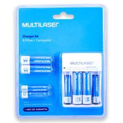 04 Pilhas aaa 1000mAh + 4 aa 2500mAh + carregador multilaser Menor preço em 04 Pilhas aaa 1000mAh + 4 aa 2500mAh + carregador multilaser