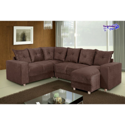 Sofá de Canto com Chaise 6 Lugares 5070 Tecido Suede Almofadas Soltas Marrom Menor preço em Sofá de Canto com Chaise 6 Lugares 5070 Tecido Suede Almofadas Soltas Marrom