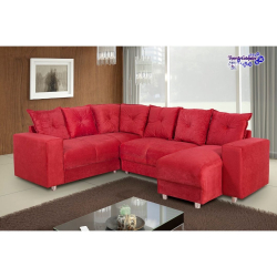 Sofá de Canto 6 Lugares 5070 com Chaise Tecido Suede Vermelho Almofadas Soltas Menor preço em Sofá de Canto 6 Lugares 5070 com Chaise Tecido Suede Vermelho Almofadas Soltas