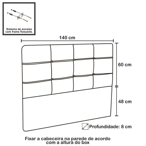 Cabeceira Casal Cama Box 140 cm London Preto - js Móveis em Promoção na  Americanas